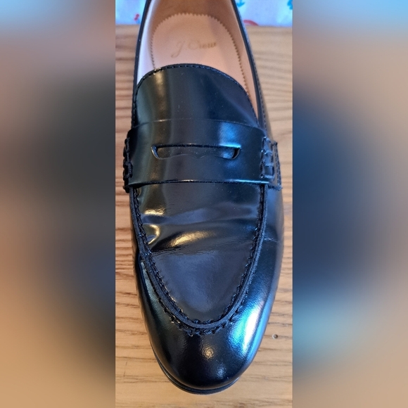 EUC J Crew Academy Black Patent Leather Casual Prep Penny Loafer Flat Shoe SZ 7 - Picture 7 of 9